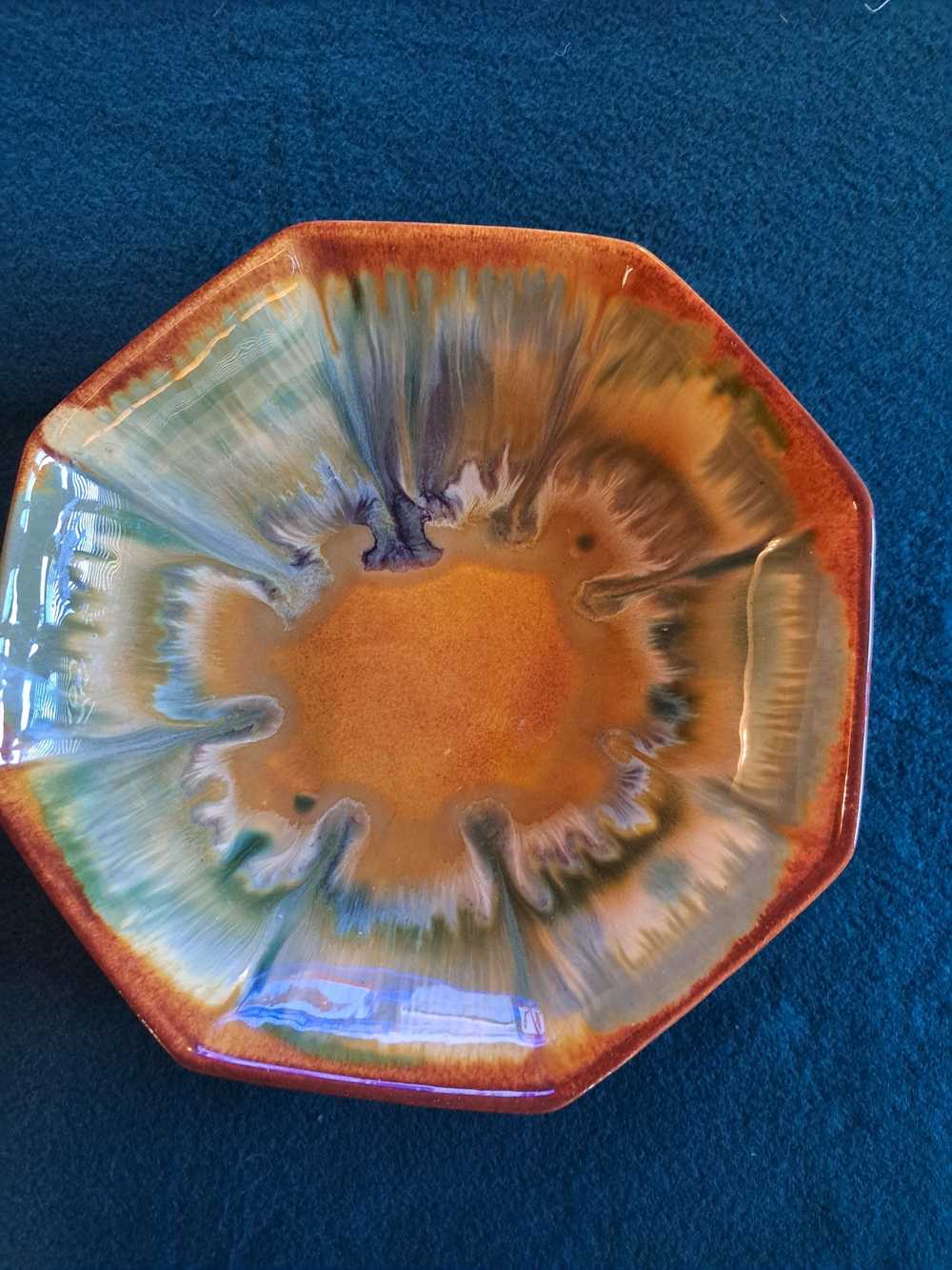 Vtg Haeger R131 Briar Agate Orange Green 14 Inch